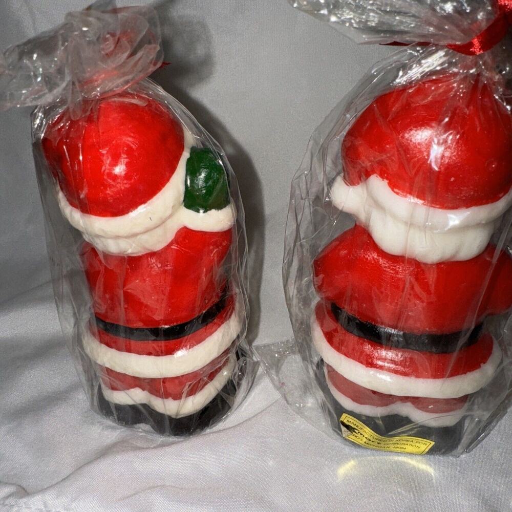 Vintage Kmart Santa Claus Christmas Holiday Unscented 5 1/2" Candles Set of 2 - Picture 3 of 7